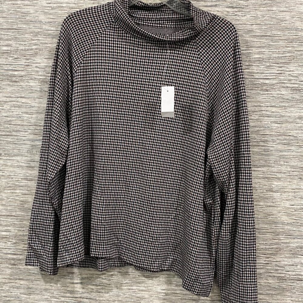 ✨ NWT Lou & Grey Women’s Soft Long Sleeve Houndstooth Knit Top – XL – $69.50